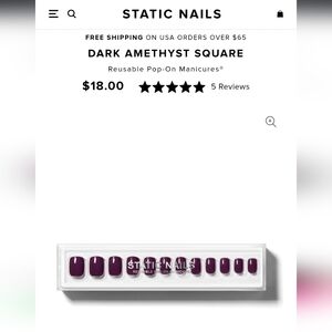 Static Nails Dark Amethyst Square Press On Nails